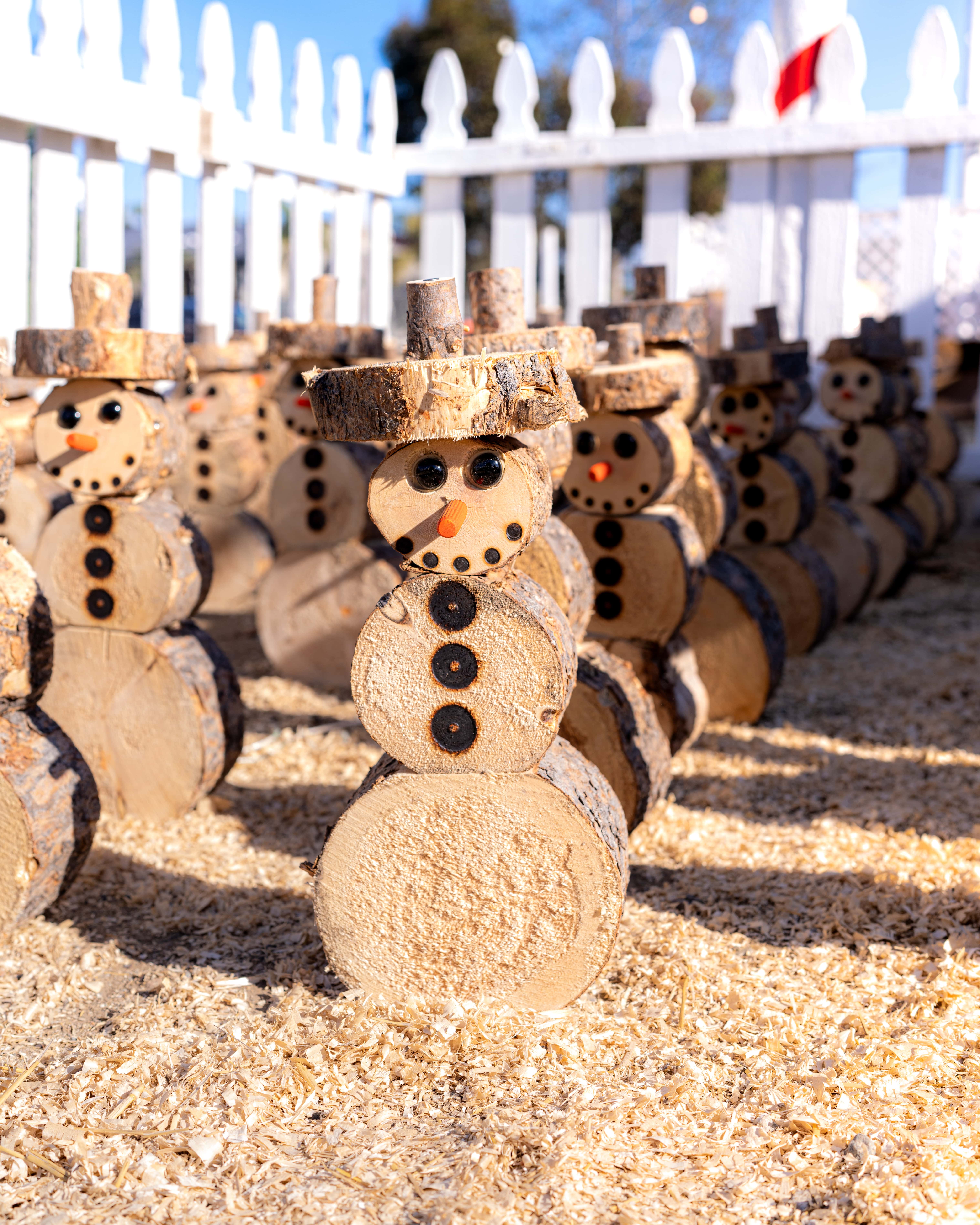 image of snowman made of wood